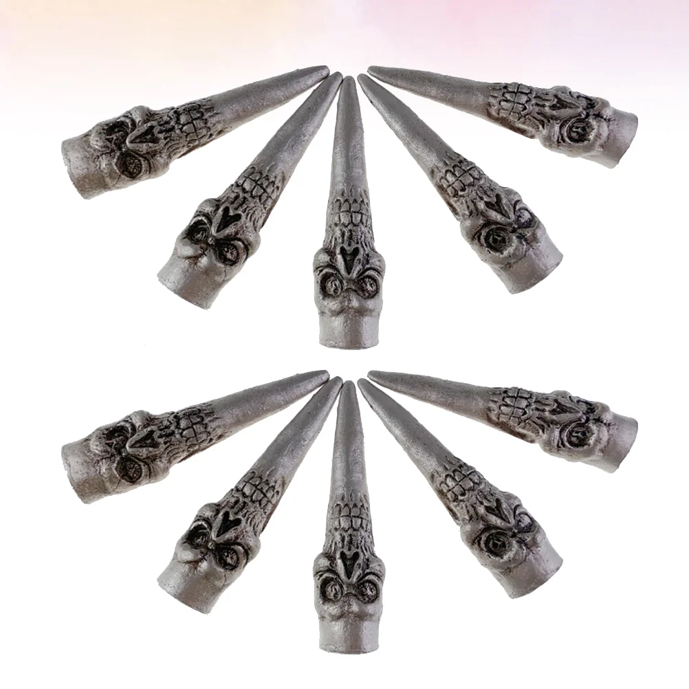 

10 шт., искусственные ногти для маскарада, серебристые