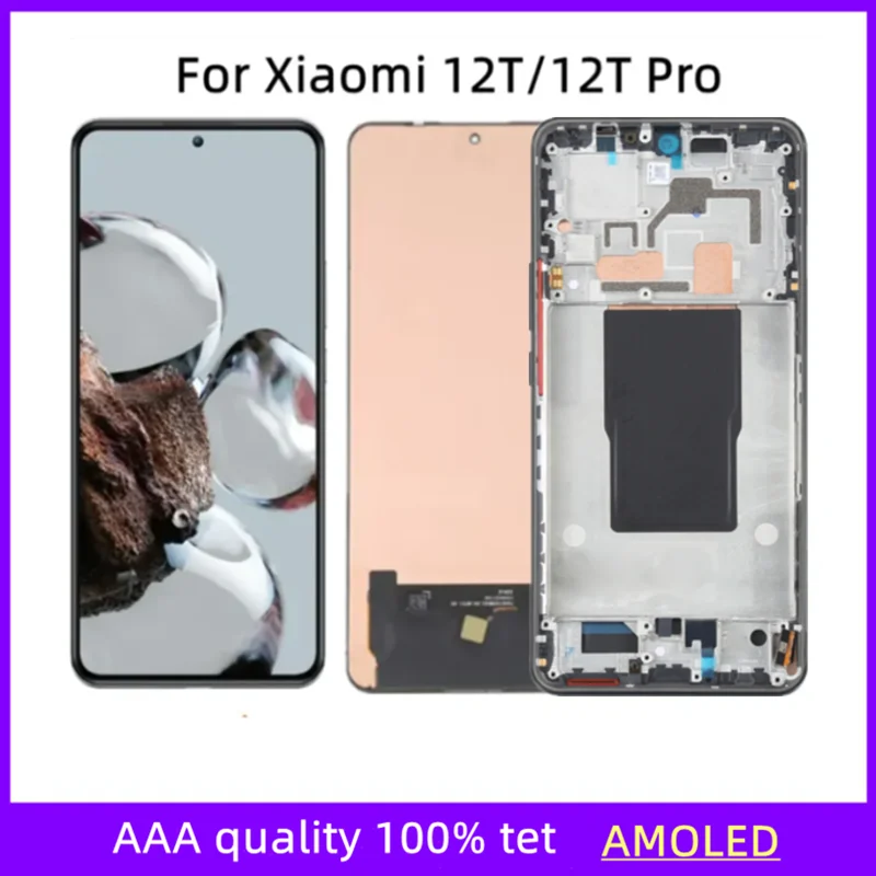 

AMOLED-экран 6,67 дюйма для Xiaomi 12T Pro 220812ug 22071212AG, ЖК-дисплей с сенсорным экраном и дигитайзером в сборе