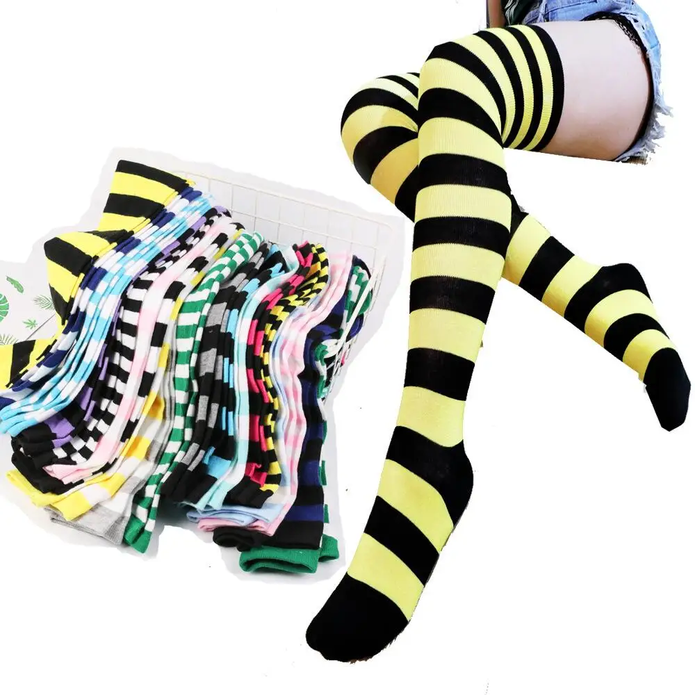 

Christmas socks striped thigh socks female stockings Japanese stockings over the knee cosplay party socks Socks Womens wholesale