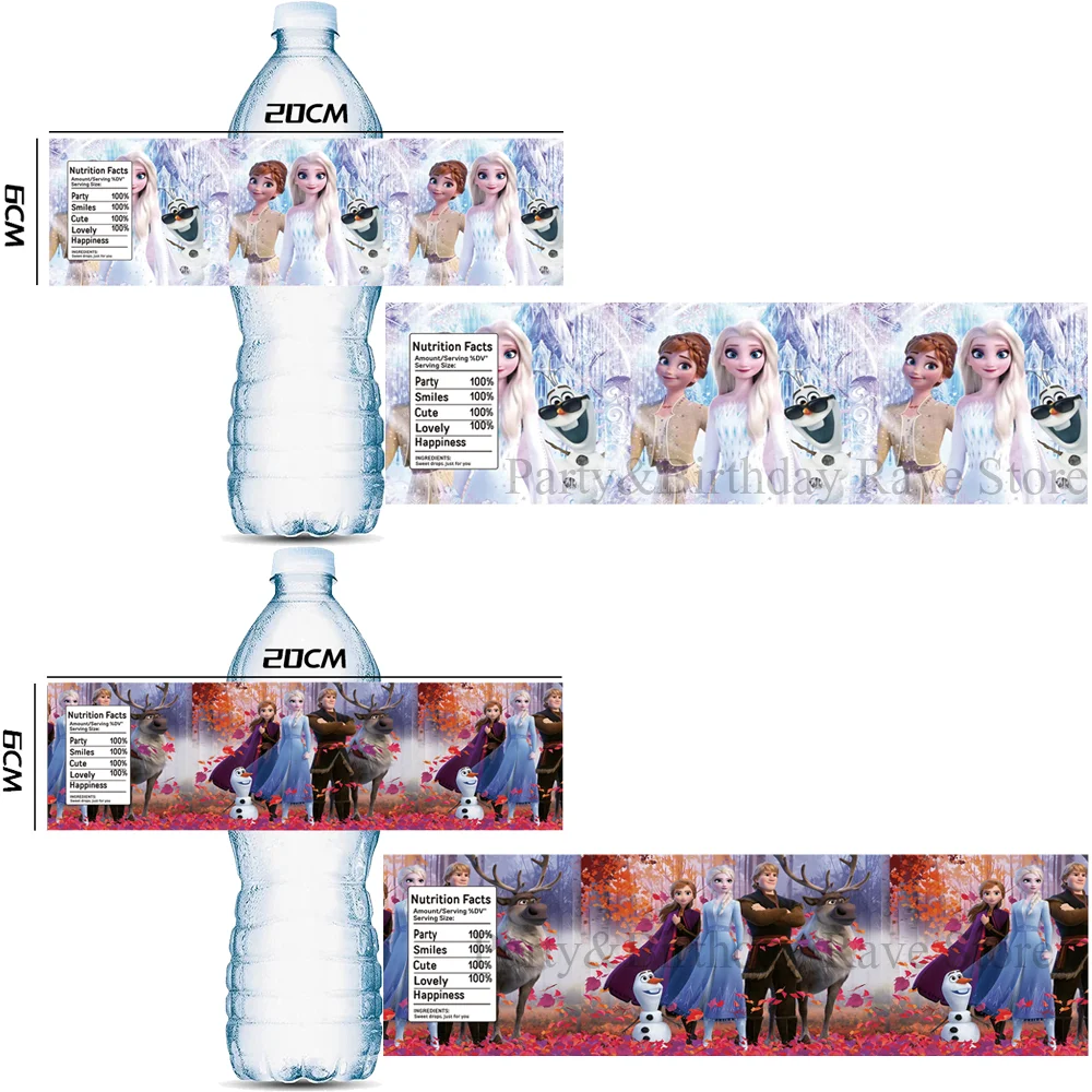 

Этикетки для бутылок с водой для Disney, аксессуары «Холодное сердце», украшение на день рождения, наклейки Анны и Эльзы для мальчиков и девочек, детские наклейки