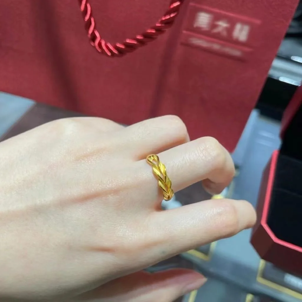 

Fake Gold Ring Net Red with Wheat Ears Vietnam Shajin Adjustable Ring Ins High Sense Fried Dough Twist Versatile Temperament