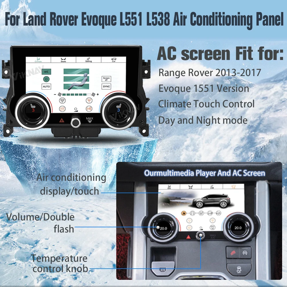 

For Land Rover Evoque L551 L538 2012-2018 AC Panel Air Conditioning Climate Control LCD Screen HD Touch Screen 10.0inch