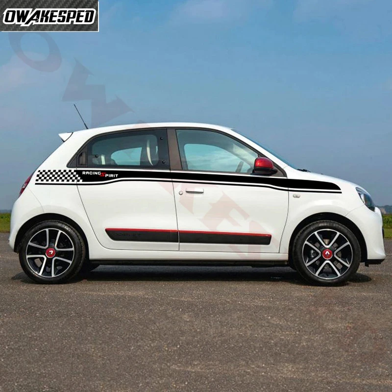 Фото Набор виниловых наклеек для автомобиля Renault Twingo Fit 4-дверный, декоративные полосы на кузов, спортивные наклейки на боковые линии кузова №3