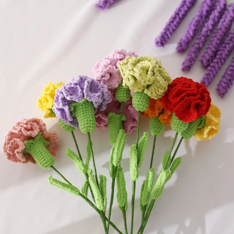 

Mother's Day Gift Cotton Yarn Crochet Carnation Flowers Gift To Mother
