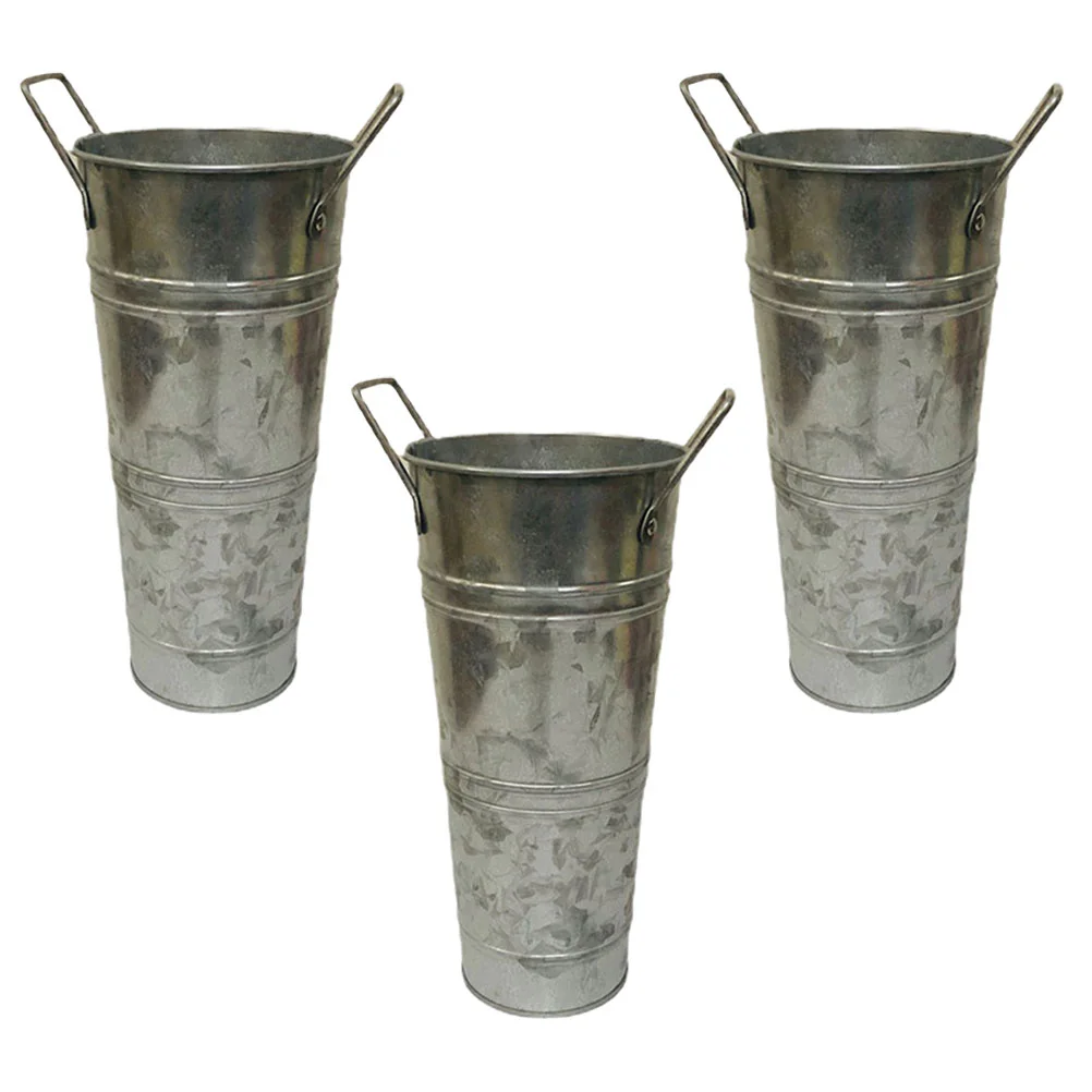 

Flower Pot Handle Bucket Vase Planting Floral Decor Creative Container Arrangement Wall Vases Flowers