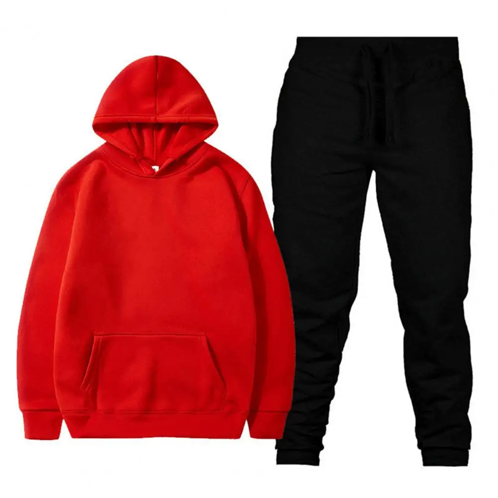 

Trendy Solid Color Autumn Winter Relaxed Fit Large Pocket Sportswear Set Super Soft Men Tracksuits for Daily Wear