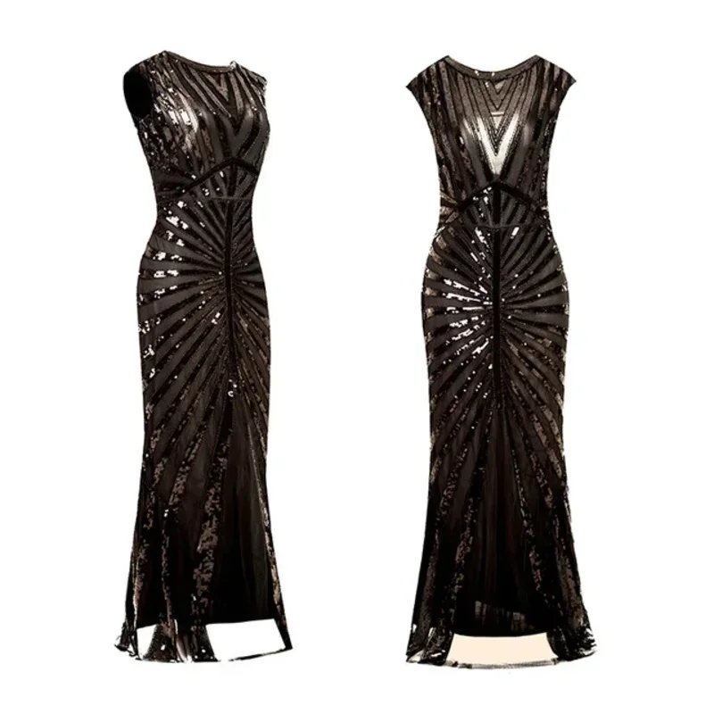 Женское платье Великий Гэтсби 1920-х годов длинное 20S 30S винтажное с круглым вырезом