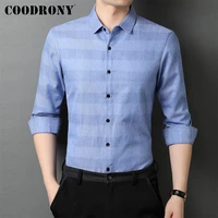 coodrony brand business casual new arrivals light color soft cotton shirts classic fashion male turn down collar clothing w6036