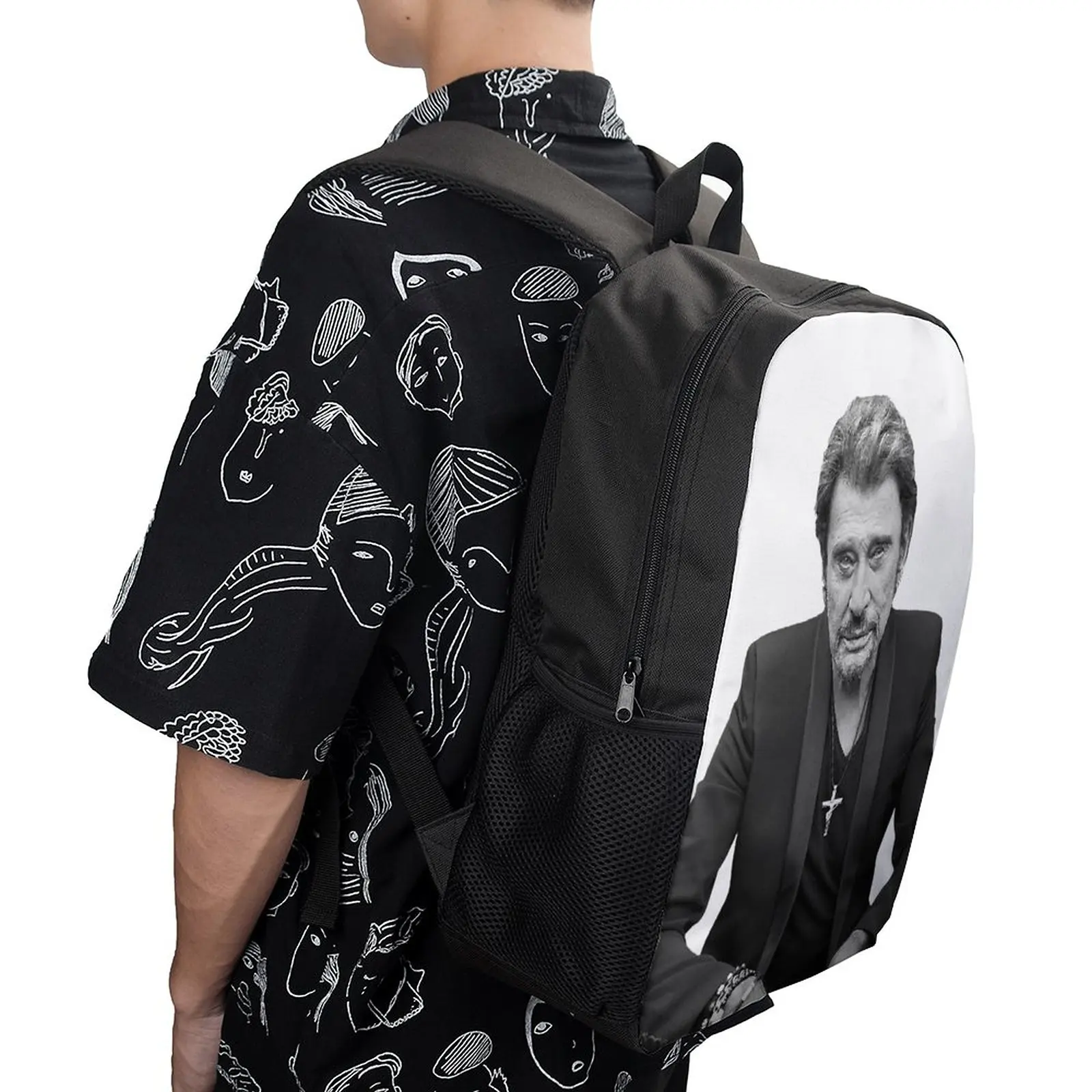 

Johnny And Hallyday Sticker Secure Snug Field Pack17 Inch Shoulder Backpack Vintage Summer Camps Cute