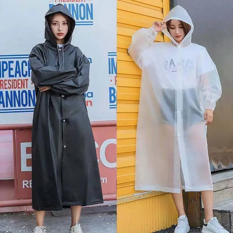 

Fashion Adult Waterproof Long Raincoat Women Men Rain coat Hooded For Outdoor Hiking Travel Fishing Climbing Thickened