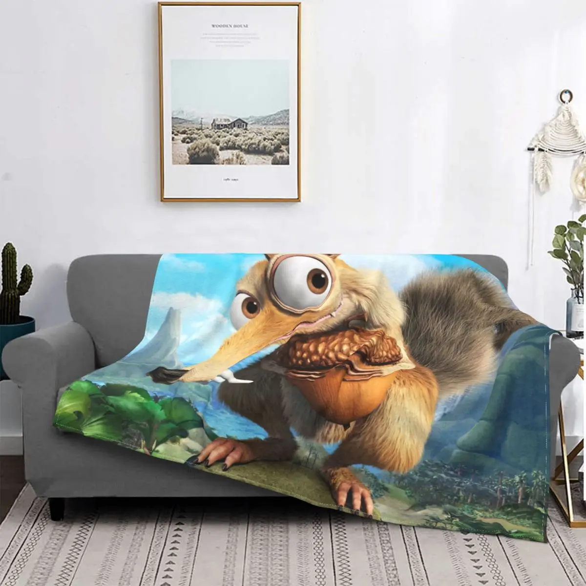 

Ice Age Manfred Animated Film Blanket Flannel Decoration Scrat Portable Home Bedspread