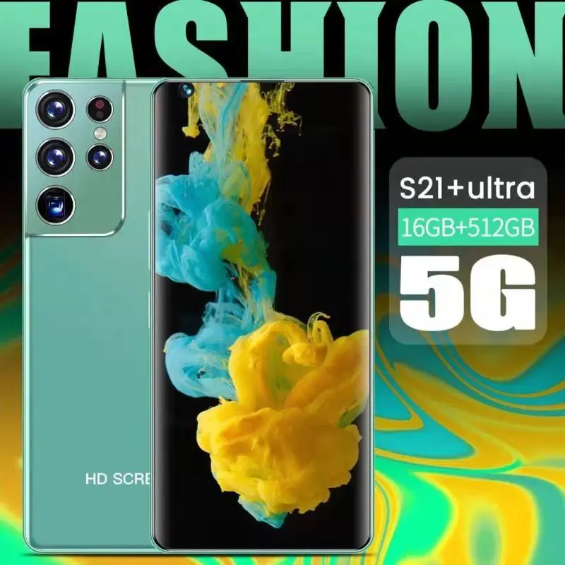 S21 Ultra 7.3 Inch 16+512GB Deca Core Android 10.0 Smart Phone 24+48MP 6800mAh MT6889 Dual SIM Face Unlock 5G LTE Mobile Phones