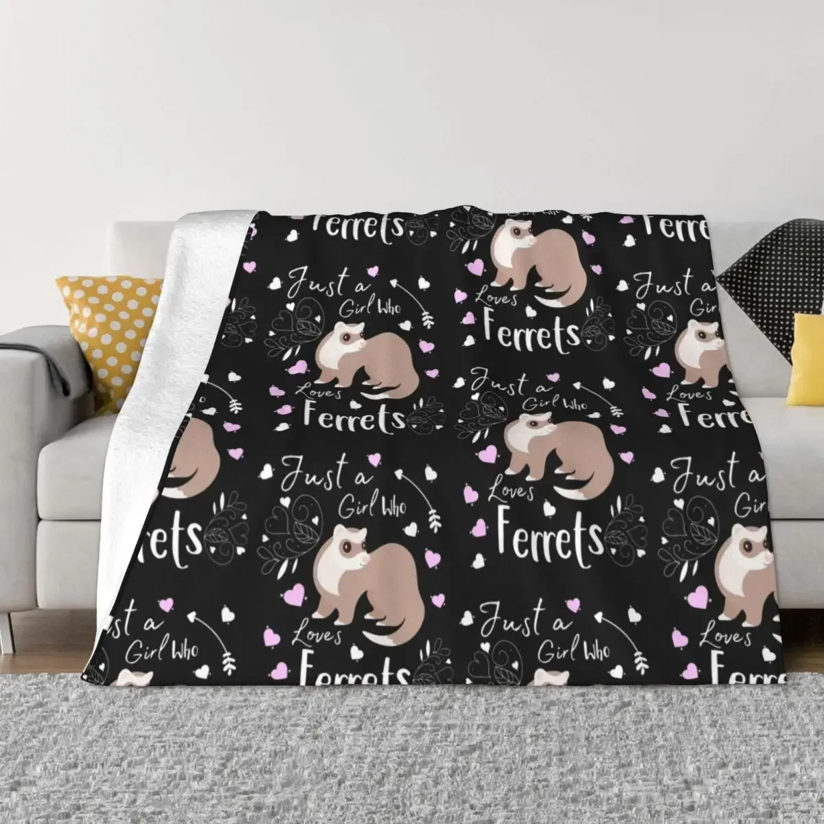 Одеяло с милым хорьком Фланелевое покрывало для дикой природы грызунов