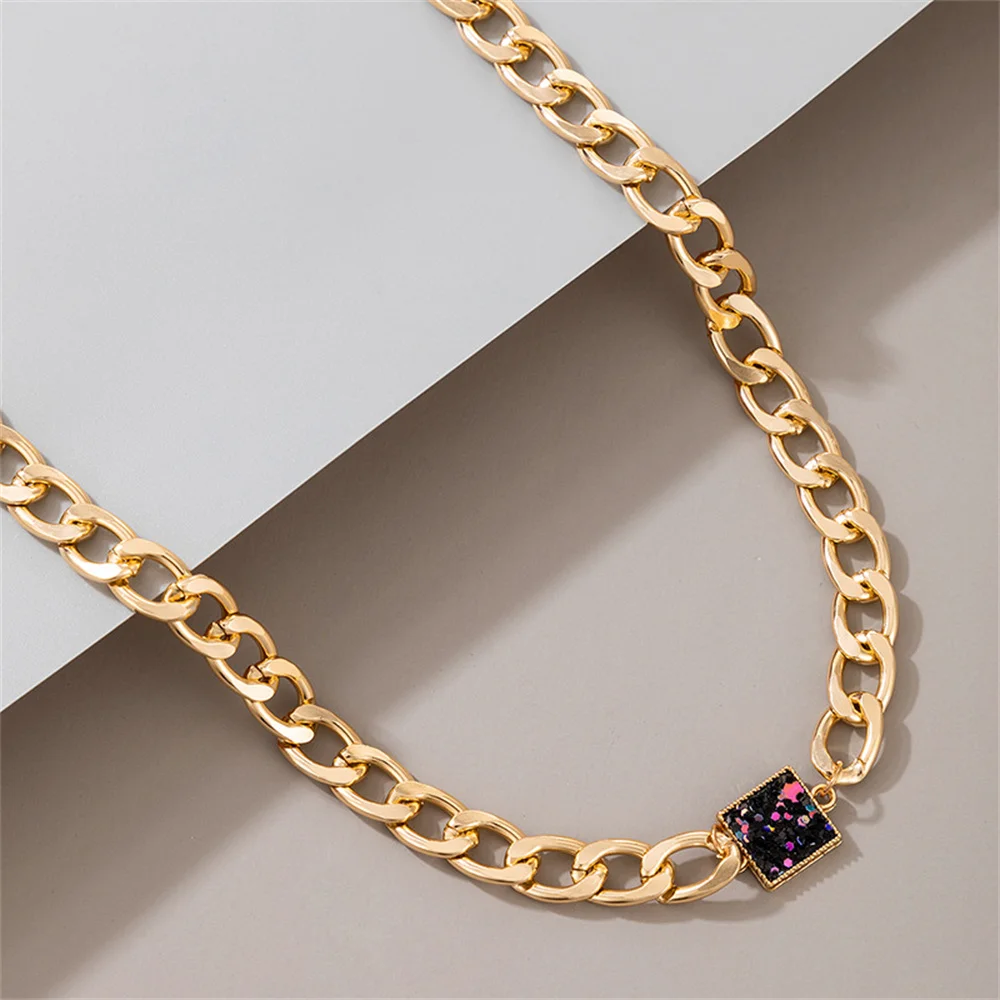 Женское Ожерелье-чокер в стиле бохо плоская и толстая цепочка золотого цвета с