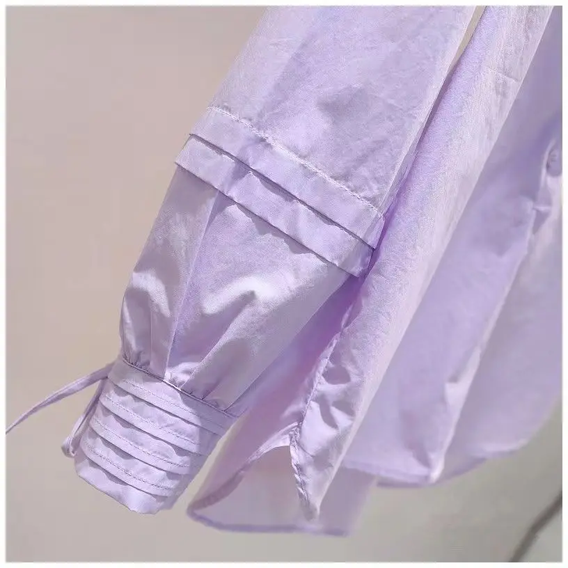 Женская рубашка с длинным рукавом свободная приталенная из 100% чистого хлопка со