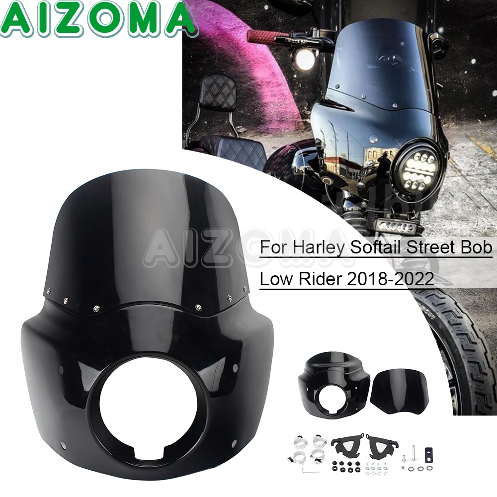 Лобовое стекло в клубном стиле для фар Road Warrior Harley Softail Street Bob FXBB Low Rider FXLR 18-20
