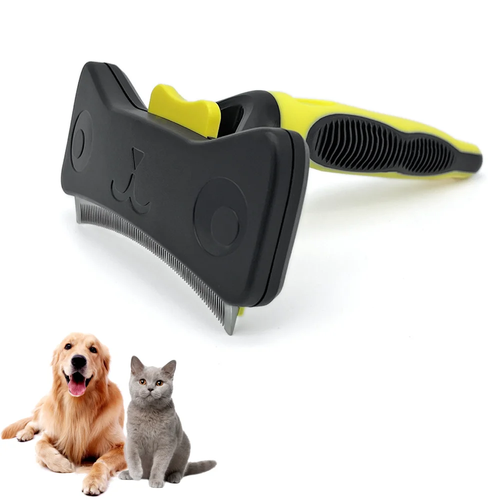 

Grooming Effective Deshedding Tool Professional Self Cleaning Dog Comb Ergonomic Non-slip Handle Long Short Hair Pet Brush