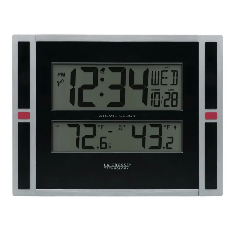 

Contemporary Black & Silver Digital Atomic Clock with Temperature, 513-149 Clock Clock kit Clock digital Watch parts Nh movement