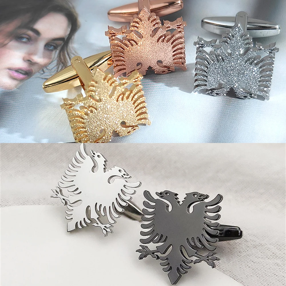 

Albanian Eagle Cufflinks for Men Design Personalized French Shirt Frosted Cufflink Stainless Steel Jewelry Gift for Boyfriend