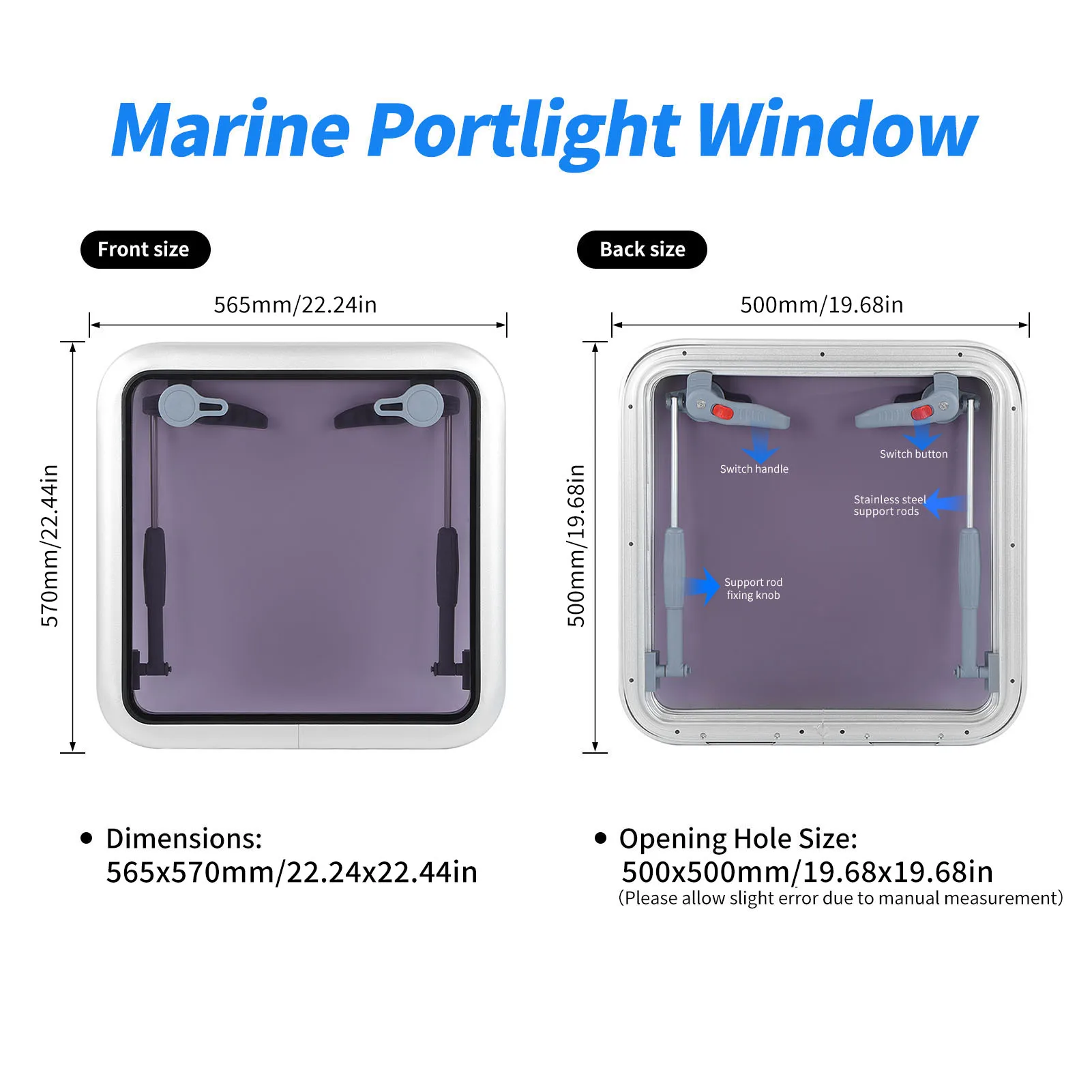 Окно для лодки 500*500 мм герметичное водонепроницаемое устойчивое к