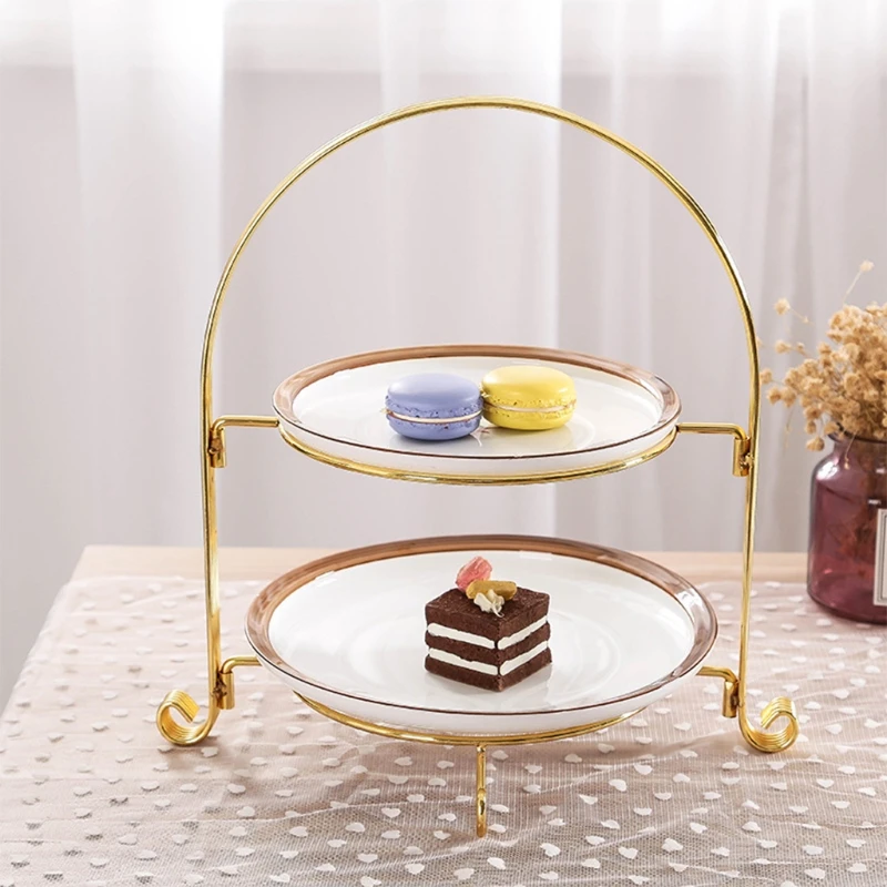 

Double Layers Cupcake Stands for Dessert Round Macaron Stand for Wedding Party