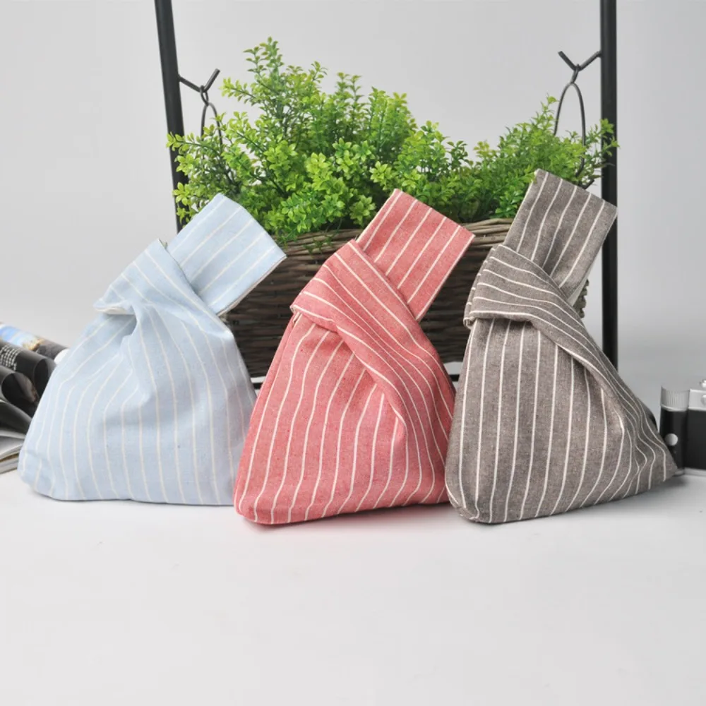 

Сумка на запястье с узлом, модные сумки ручной работы в литературном стиле, женская сумка-мешок для хранения в полоску