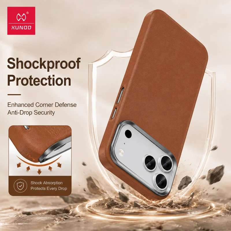 Фото Чехол Xundd для iPhone 17/17 Pro/17 Pro Max с кожаной текстурой, магнитной зарядкой, совместимый с MagSafe, ударопрочный, защита от падений №4