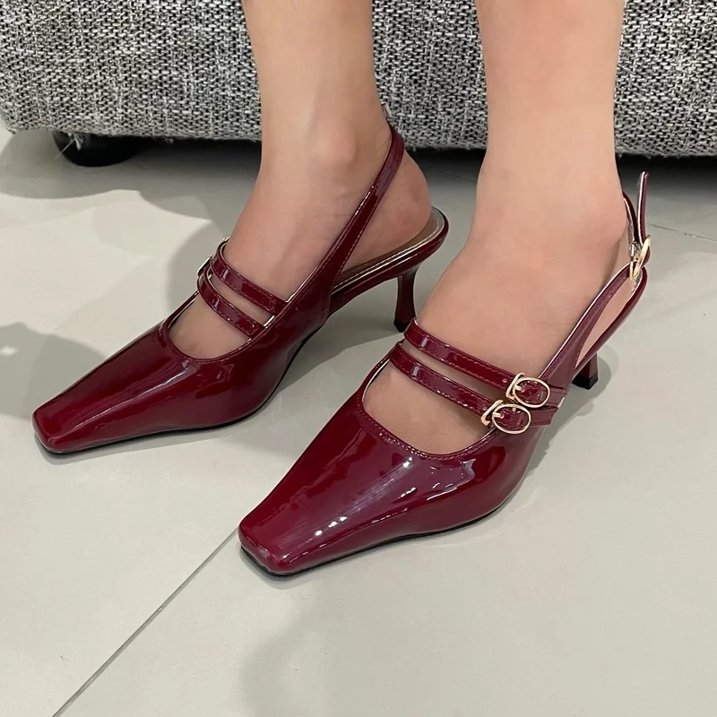 

2022 New Round Toe Pumps Women Sexy Buckle High Heels Wedding Shoes Women Fashion Party Comfortable Women Shoes Zapatos De Mujer