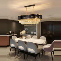 dimmable led black golden chrome crystal stainless steel suspension luminaire lampen lustre pendant lights for dinning room