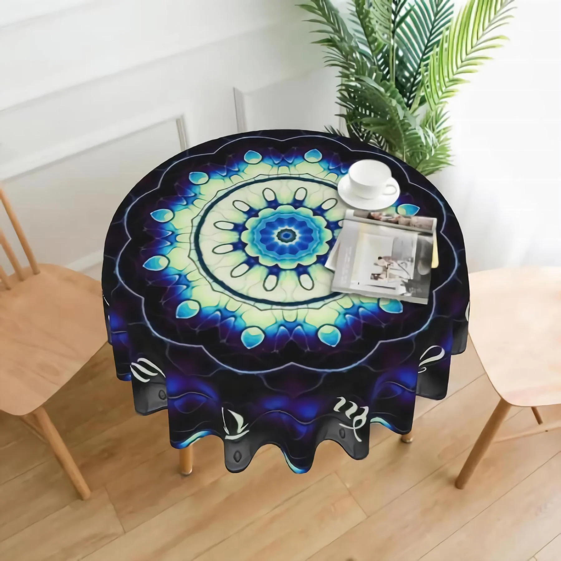 

Magic Circle Round Tablecloth Waterproof Reusable Fabric Circle Table Cover for Kitchen Picnic Party Banquet Decor 60 Inch