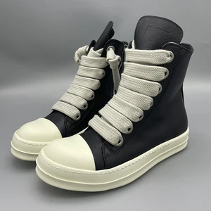 Imported Rick Men Sneaker Leather Jumbo Shoeslace Boots Owens Luxury Women's Sneakers Shoes Men's Casual Trai