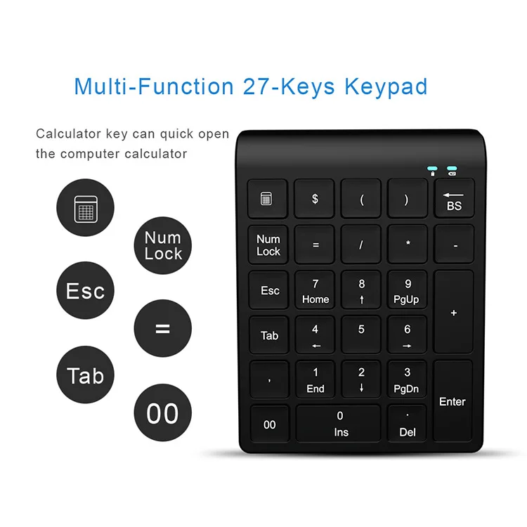 

MINI Wireless Number Pads 27 Keys Portable 2.4GHz Financial Accounting Numeric Keyboard Keypad For Laptop PC Wins