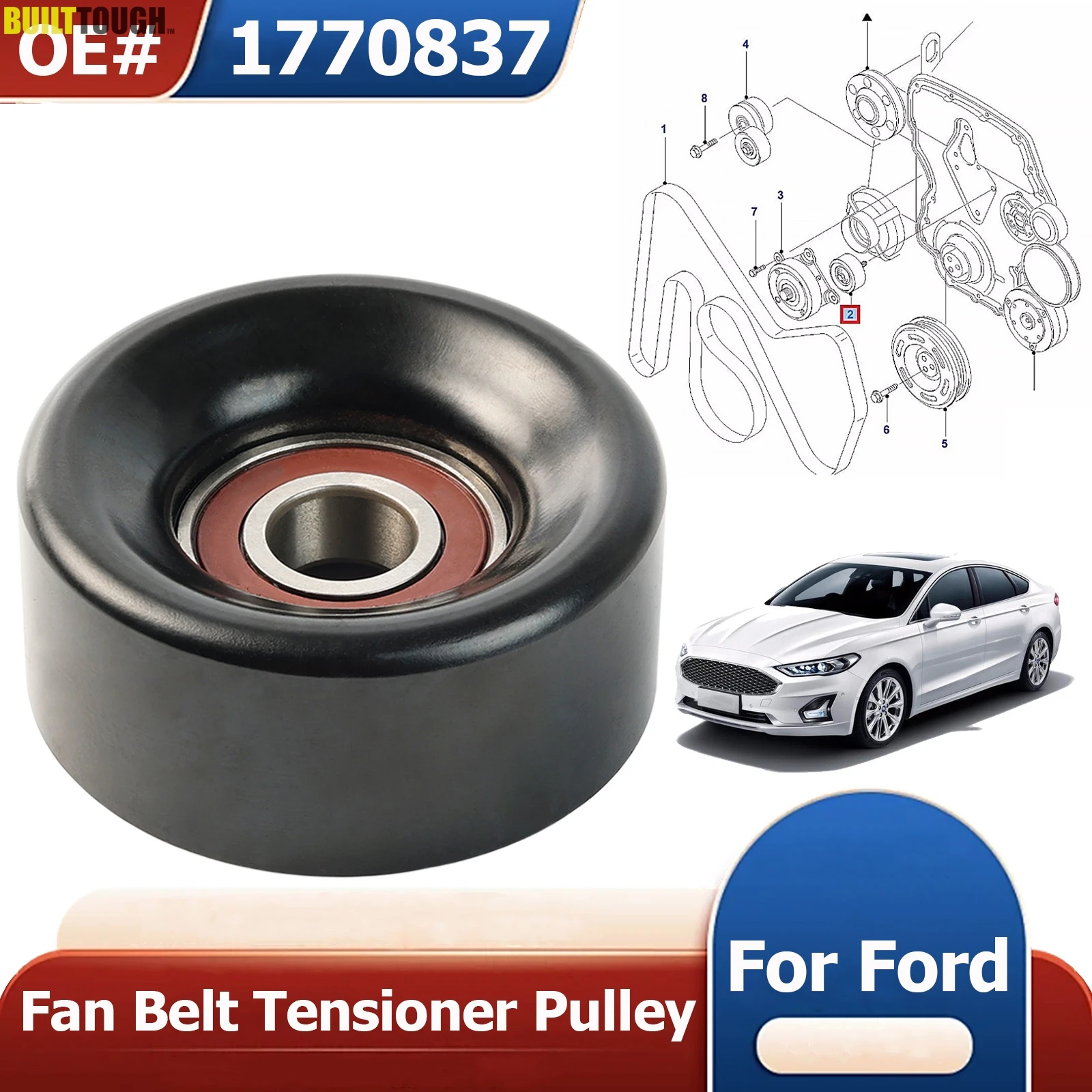 Фото Направляющий шкив ремня приводного вентилятора для Ford MK6 2.4 Diesel 2000-2006 Honda CR-V Element CIVIC YC1E9444AD Верхний резиновый аксессуар №1
