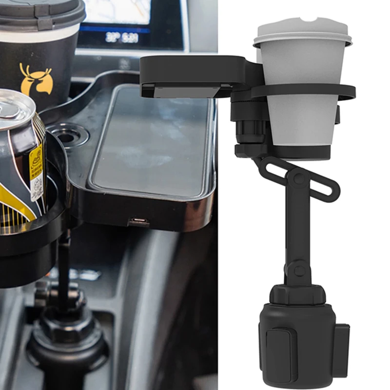 

3 в 1 держатель для чашки Mintiml, поворотный адаптер-расширитель, Беспроводная USB-зарядка, лоток для транспортного средства, органайзер для теле...