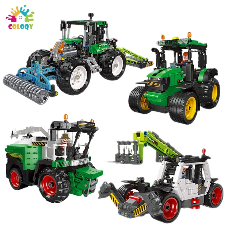 

Disney Blocks Farm Forklift Forage Harvester Tractor Building Blocks Back To Drive Bricks Figures Toys For Kids Birthday Gifts