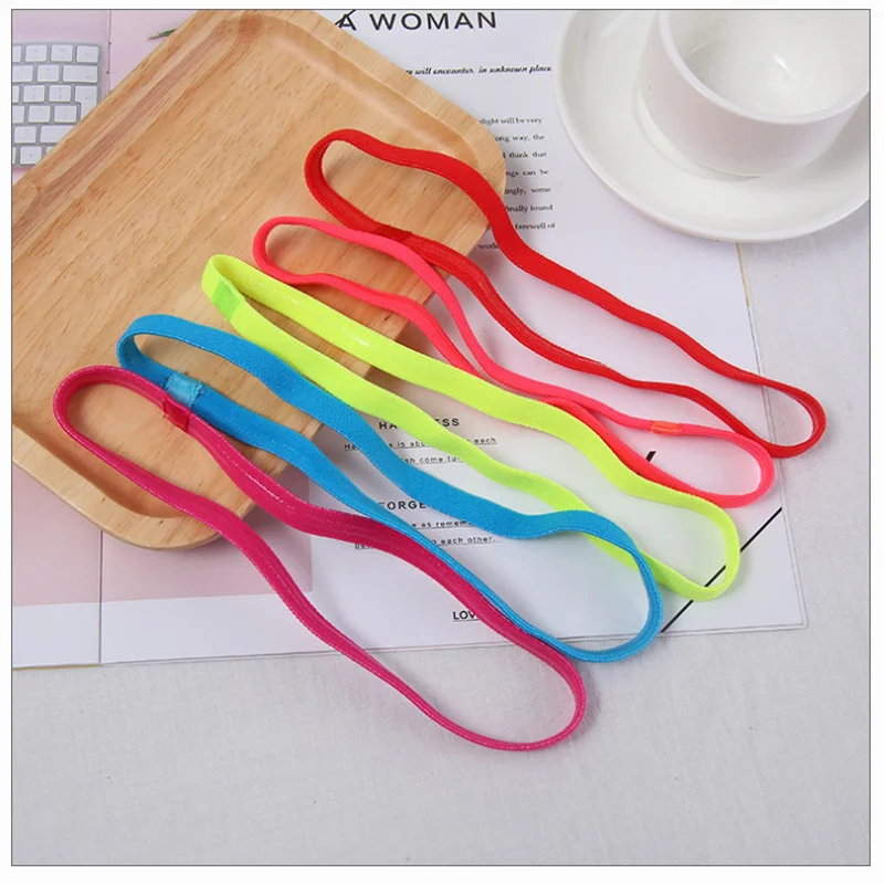 1 Pcs Women Sweatbands Football Yoga Pure Hair Bands Anti-slip Elastic Rubber Thin Sports Headband Men Hair Accessories Headwrap