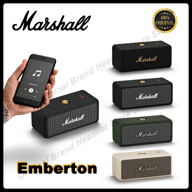 

MARSHALL Original EMBERTON Wireless Bluetooth Speaker IPX7 Waterproof Sports Speaker Stereo Bass Sound Outdoor Portable Speakers
