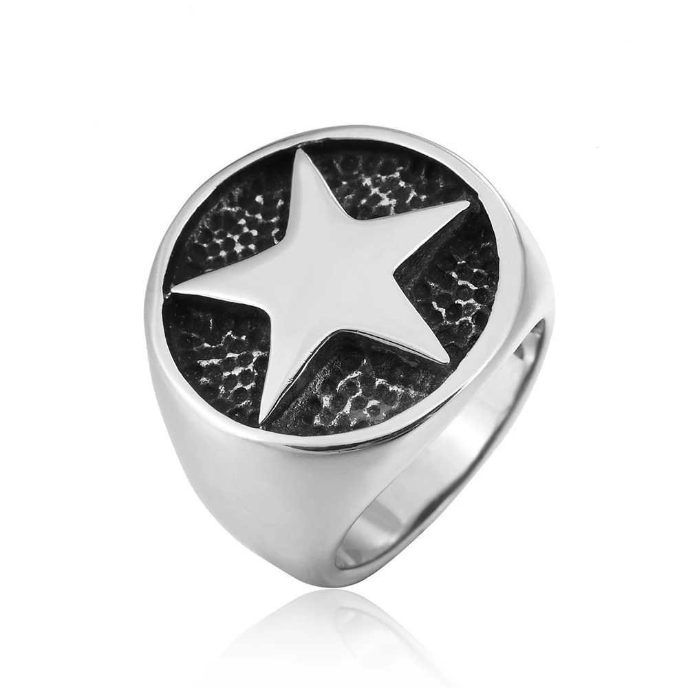 

New Lovely Large Star Signet Rings Christmas Gift for Women Gothic Anillos Mujer Fashion 316l Stainless Steel Engagement Jewelry