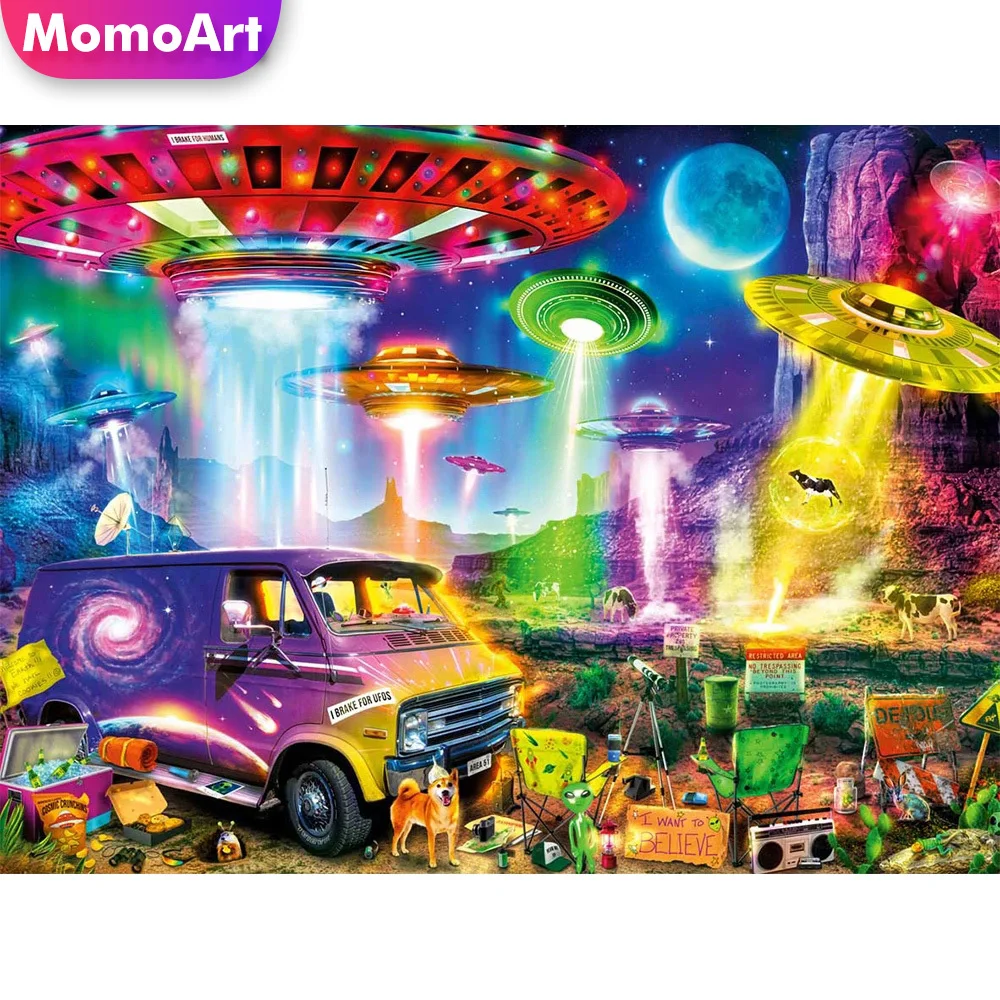 

MomoArt 5D алмазная вышивка автомобиль пейзаж живопись летающая тарелка мозаика картина Стразы Новое поступление ручной работы подарок