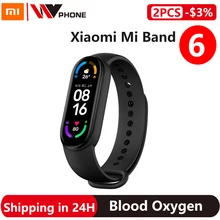 Xiaomi-pulsera inteligente Mi Band 6, accesorio deportivo resistente al agua con Pantalla AMOLED de 5 colores, control del oxígeno en sangre y Bluetooth