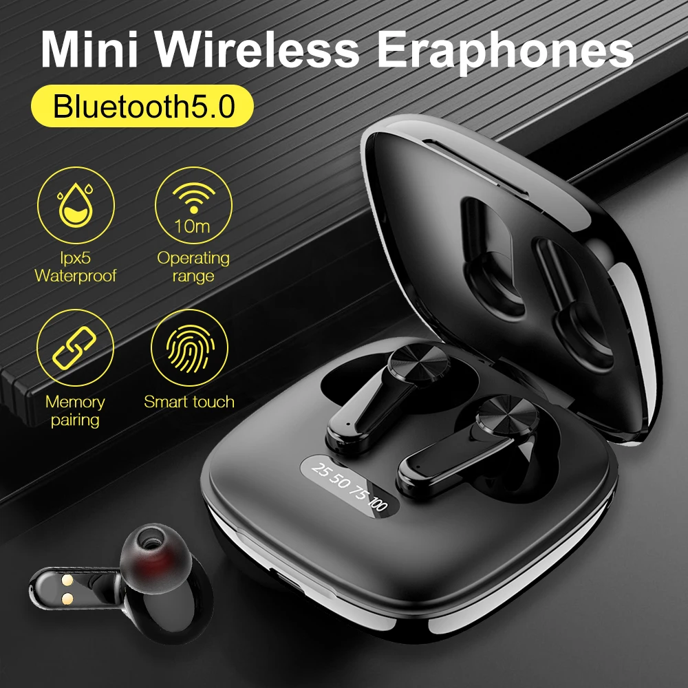Wireless Earphones Bluetooth Earbuds Touch Control Charging Case IPX5 Waterproof Earpiece Stereo Double Microphone Headphones