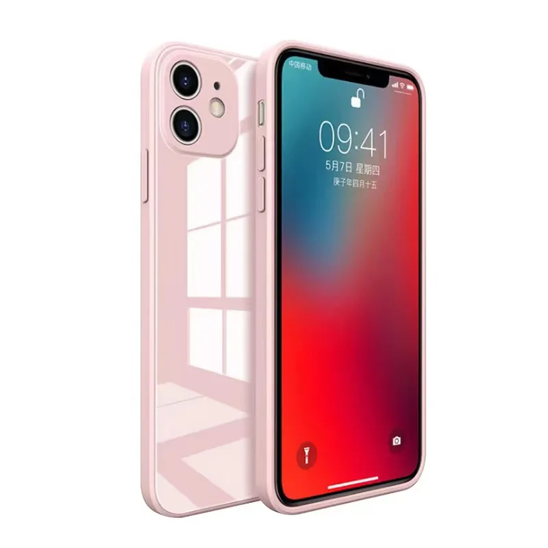 

Lens Protection Hard Cover Liquid Square Tempered Glass iPhone Case For iPhone 13 11 12 Pro Max Mini XS XR X 8 7 Plus SE2020