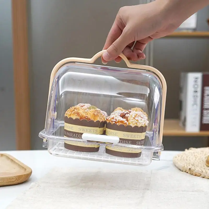 

Bread Storage Container Organization Kitchen Bread Box Transparent Bread Box With Handle For Countertop Muffins Rolls Bagel