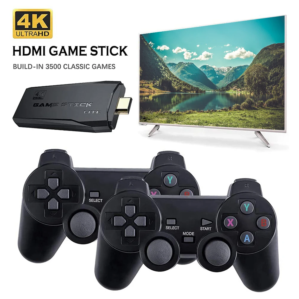 

M8 32G/64G Game Console with Dual Wireless Gamepad Home Game TV Stick Built in 3500+/10000+ Games Support Multi-Languages
