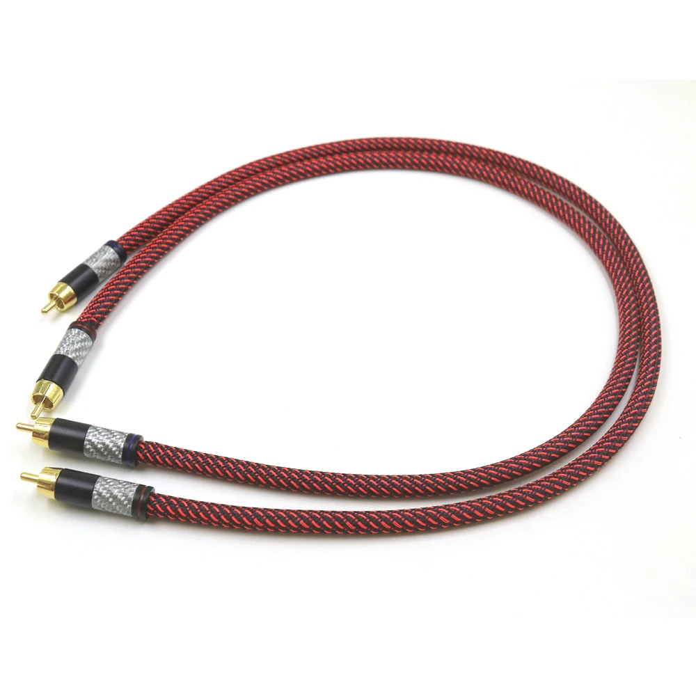 HiFi пара углеродного волокна позолоченный кабель 2RCA 6N OFHC аудиокабель двойной RCA
