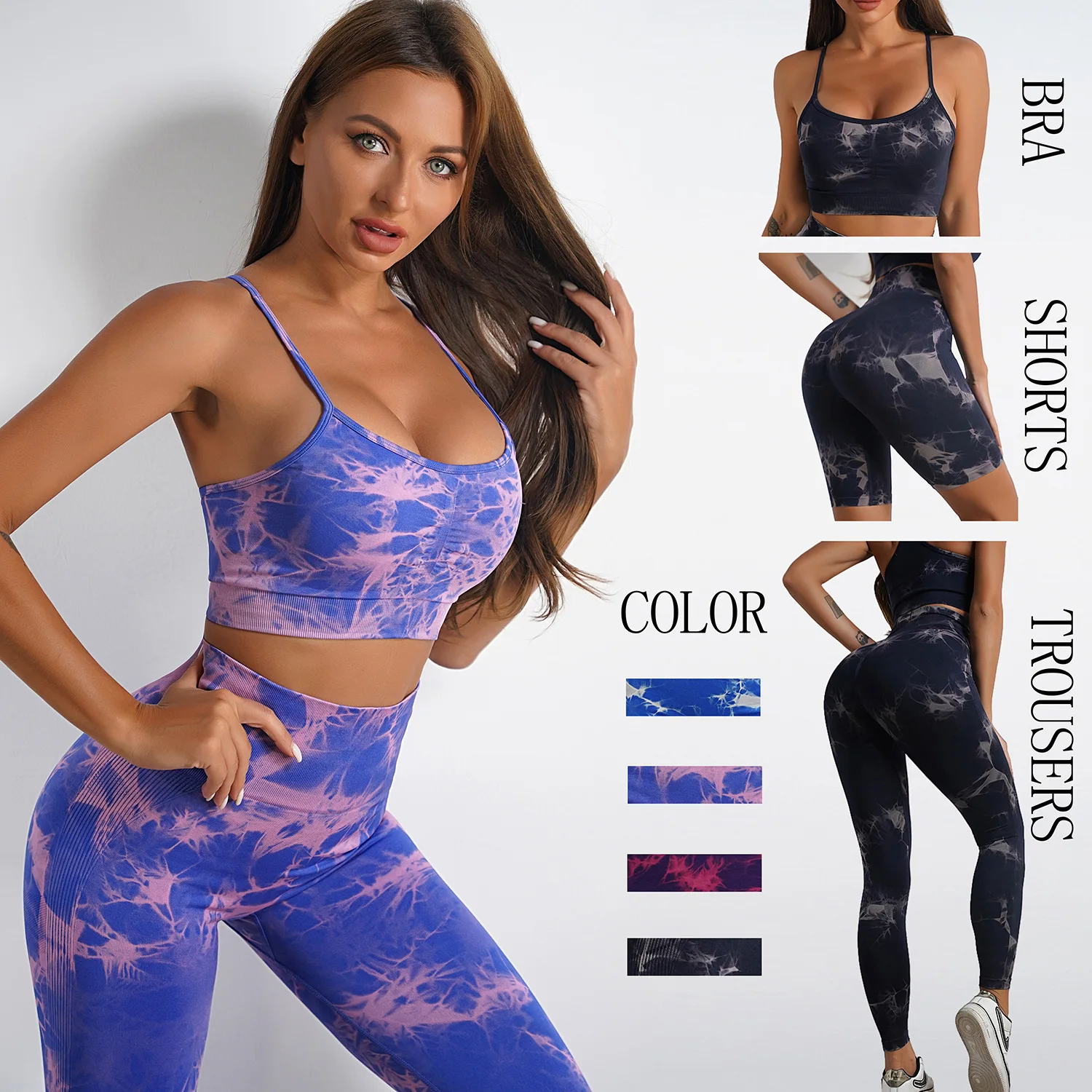 

Women Sweatsuits Printed Seamless Yoga Legging Bra Vest Shorts Running Jogger Fitness Gym Workout Exercise Clothing Sportswear