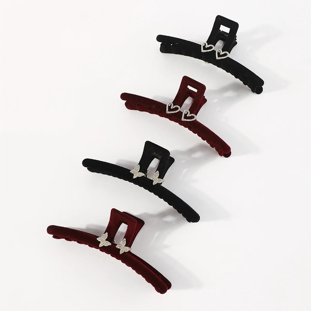 

Winter Velvet Hair Claw Clips Ponytail Shark Hair Clip Thick Hair Crab Clamp Butterfly Solid Shark Clips Hair Accessories