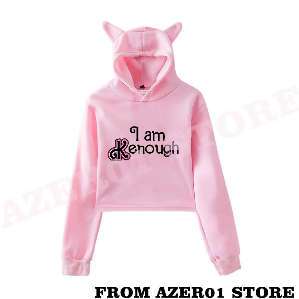 

New I Am Kenough Merch Cat Cropped Hoodies Women/Girl Hooded Crop Tops Loose Sweatshirt Hooded