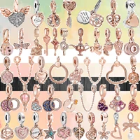fashion rose gold color shining star leaf pendant family love bead safety chain charms fit original brand 3mm bracelet girl gift