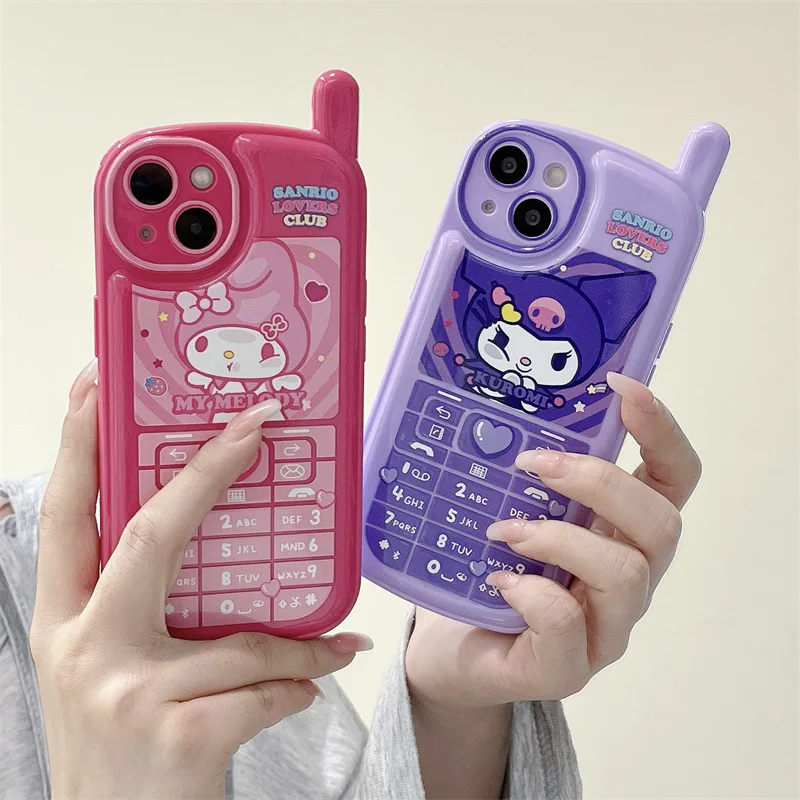 Kawaii Sanrio Kuromi моя мелодия винтажная искусственная аниме Cinnamoroll почтовый мультфильм Iphone14 11 12/13Promax Чехол для мобильного телефона игрушка